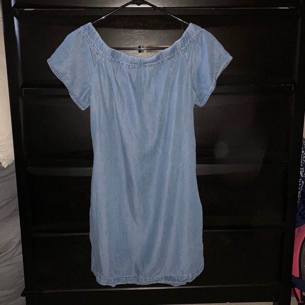 Denim off shoulder dress